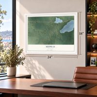 Midway, Minnesota map, 18 x 24 inch print in a white frame in a home office