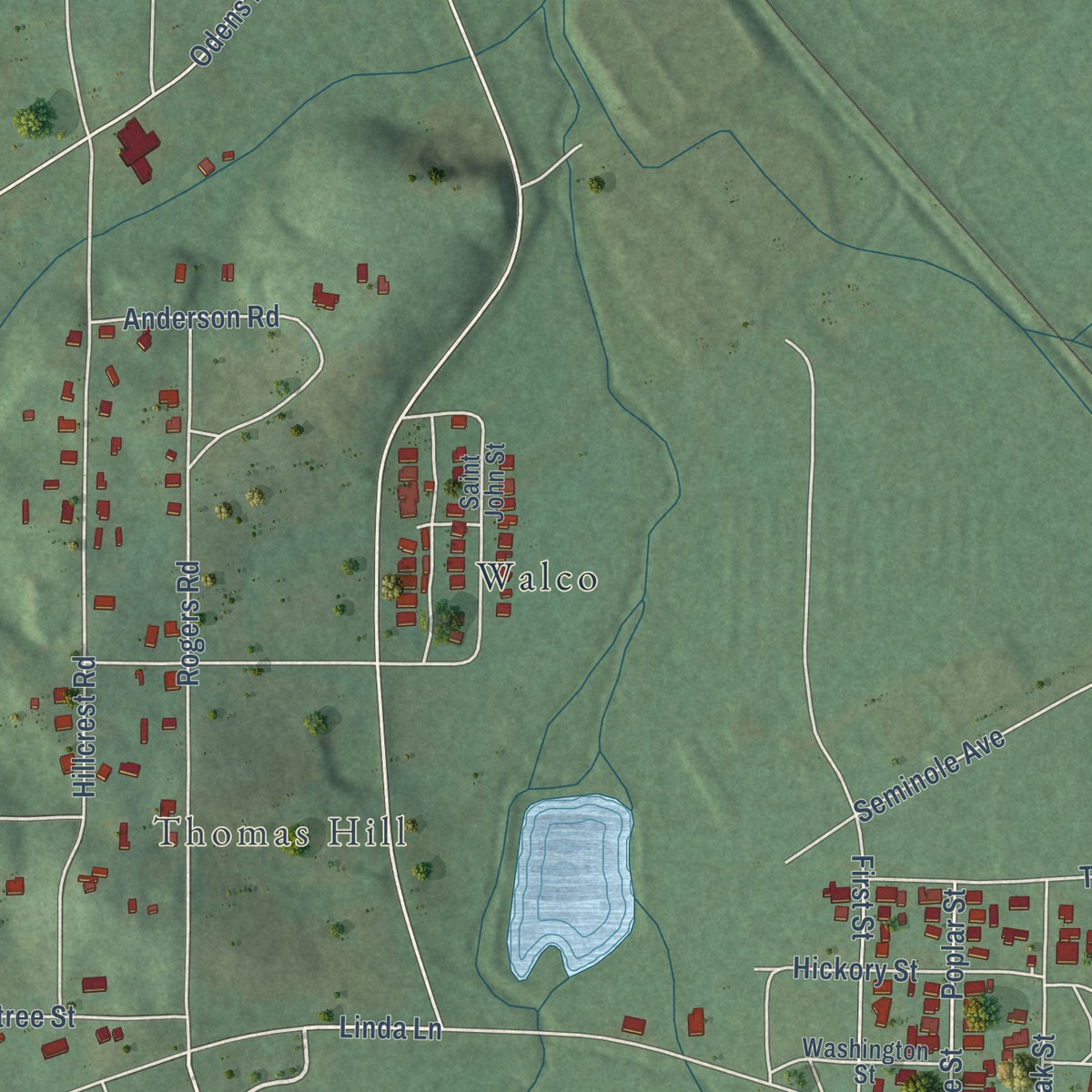 Second close-up of the map of Mignon, Alabama print showing more streets and buildings