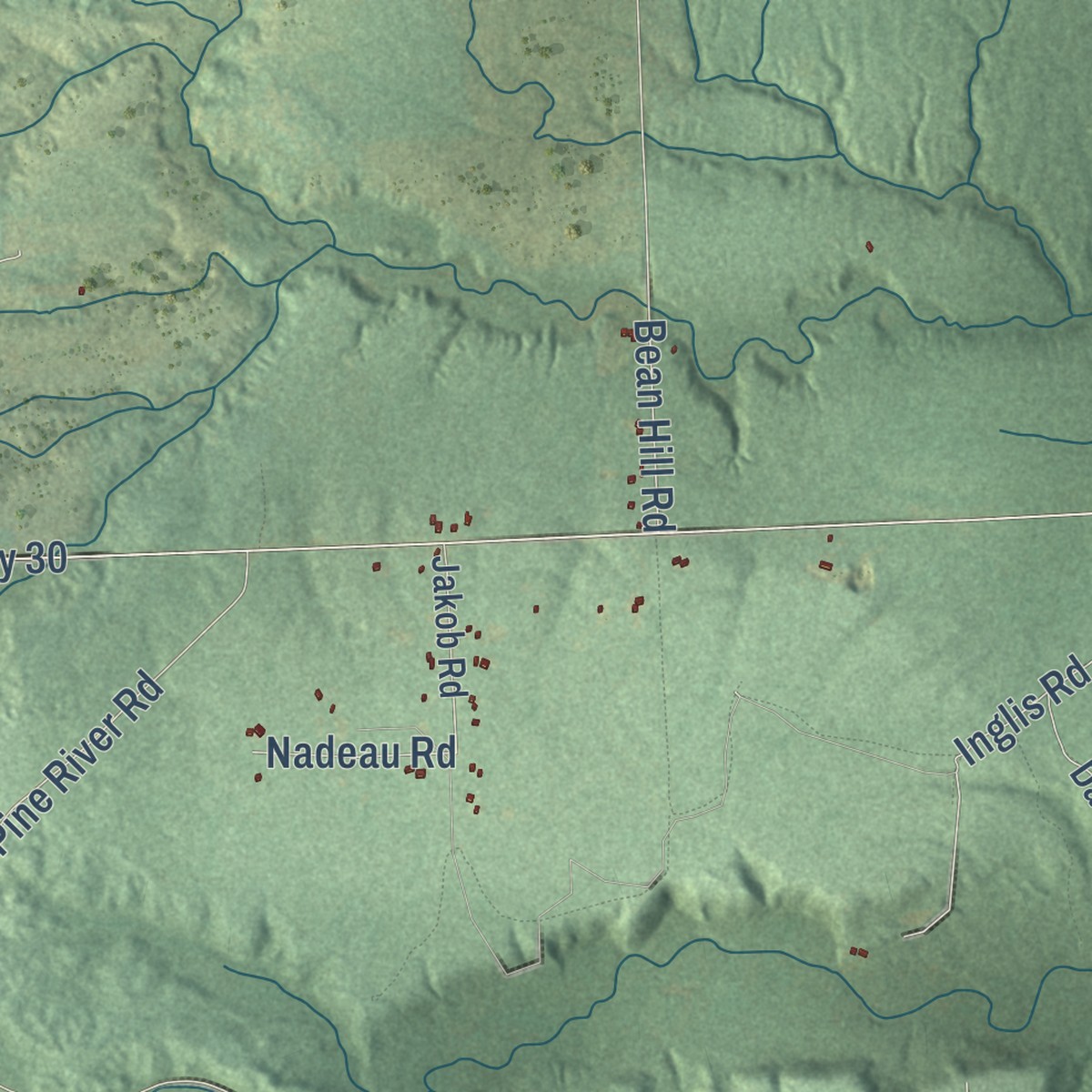 Second close-up of the map of Mikado, Michigan print showing more streets and buildings
