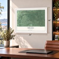 Mikado, Michigan map, 18 x 24 inch print in a white frame in a home office