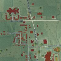 Second close-up of the map of Milan, Indiana print showing more streets and buildings