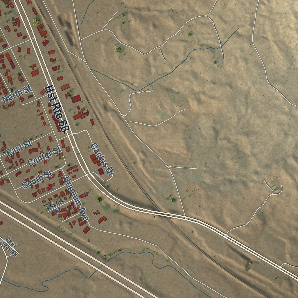 Second close-up of the map of Milan, New Mexico print showing more streets and buildings