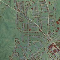 Second close-up of the map of Milan, Tennessee print showing more streets and buildings