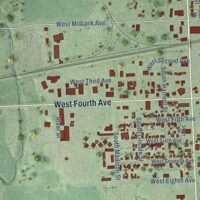 Second close-up of the map of Milbank, South Dakota print showing more streets and buildings