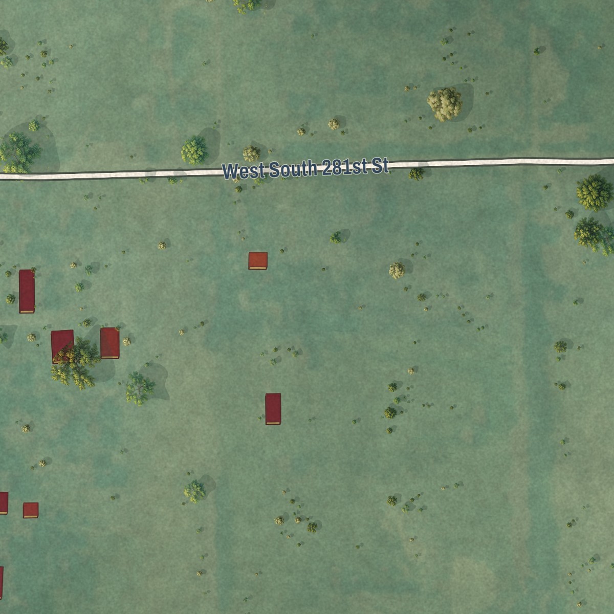 Second close-up of the map of Milfay, Oklahoma print showing more streets and buildings