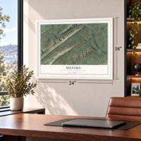 Milford, Juniata County, Pennsylvania map, 18 x 24 inch print in a white frame in a home office