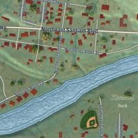 Second close-up of the map of Mill City, Oregon print showing more streets and buildings