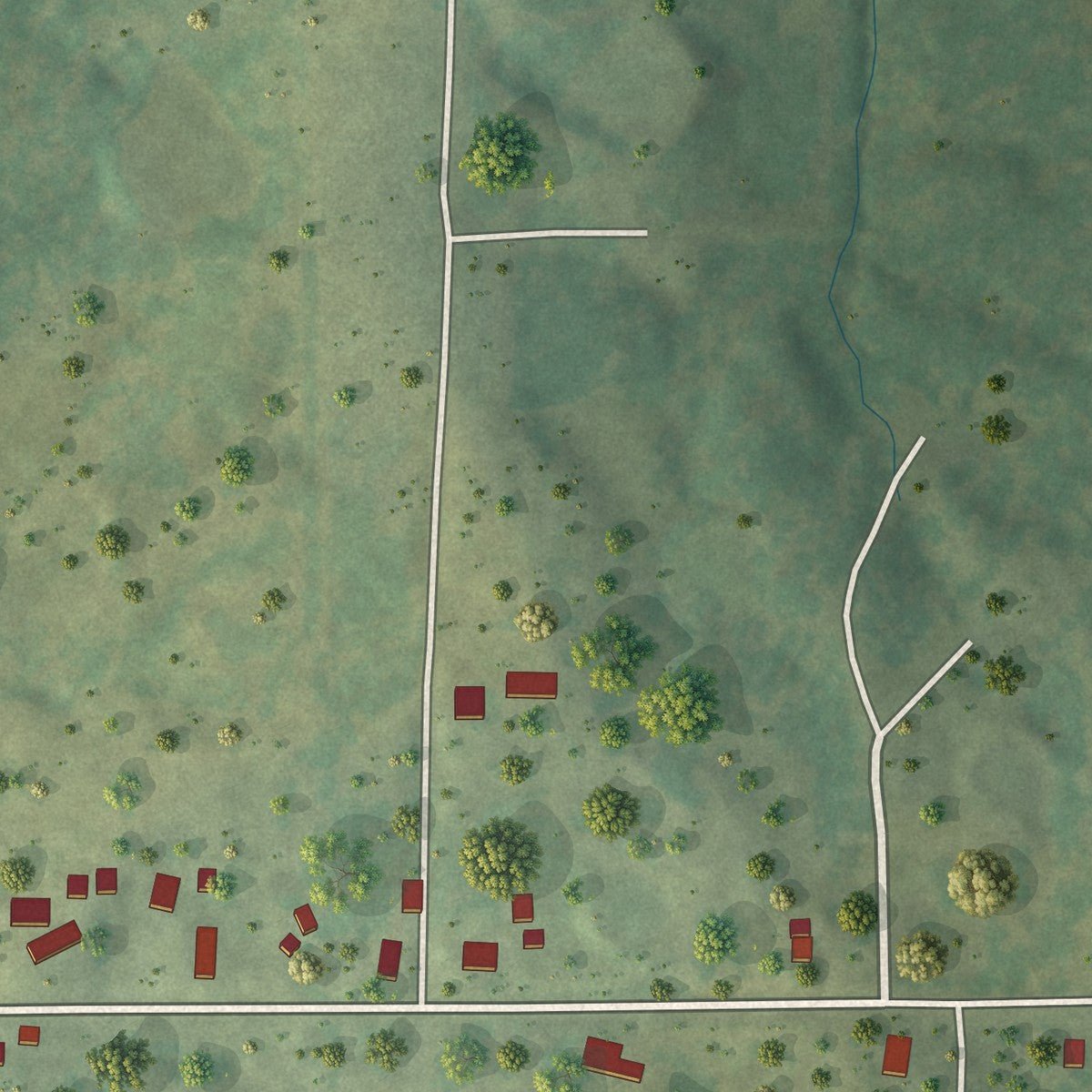 Second close-up of the map of Mill Shoals, Illinois print showing more streets and buildings