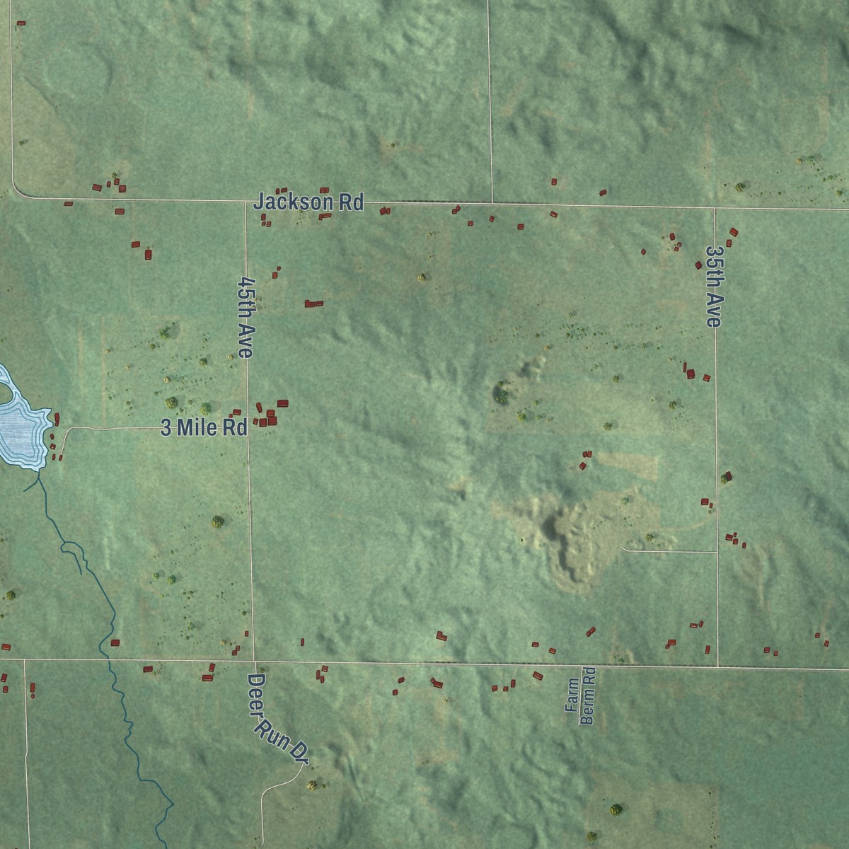 Second close-up of the map of Millbrook, Michigan print showing more streets and buildings