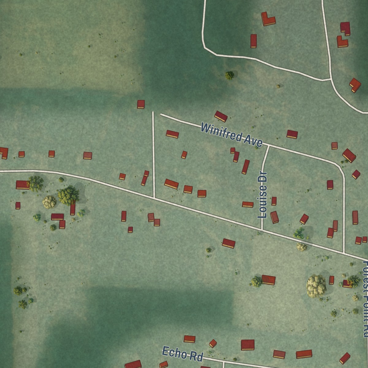 Second close-up of the map of Millburg, Michigan print showing more streets and buildings