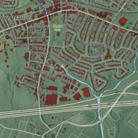 Second close-up of the map of Millburn, New Jersey print showing more streets and buildings