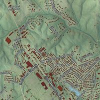 Second close-up of the map of Milledgeville, Georgia print showing more streets and buildings