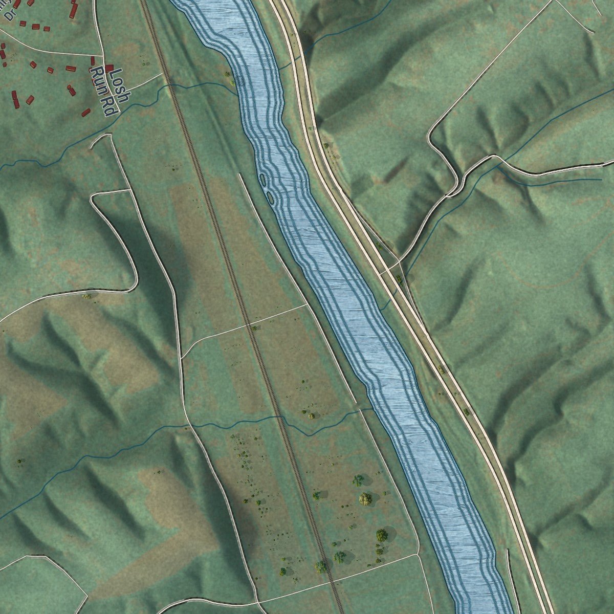 Second close-up of the map of Miller, Perry County, Pennsylvania print showing more streets and buildings