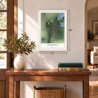 Millersport, Ohio map, 12 x 18 inch print in a white frame in an entryway
