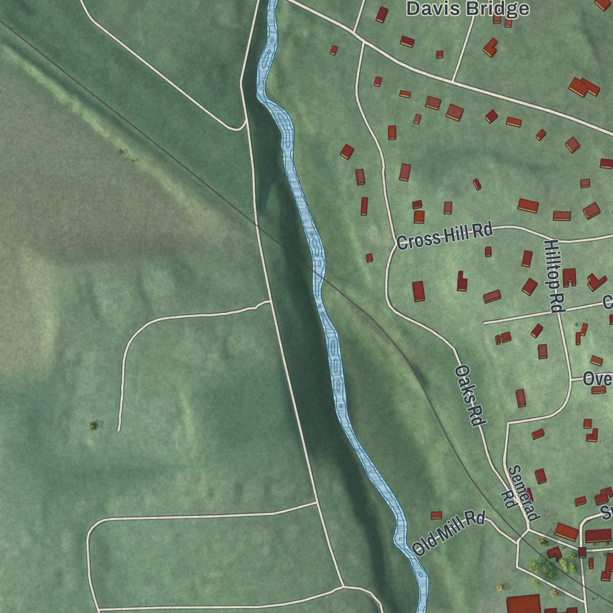 Second close-up of the map of Millington, New Jersey print showing more streets and buildings