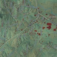 Second close-up of the map of Mills River, North Carolina print showing more streets and buildings