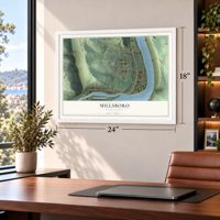 Millsboro, Pennsylvania map, 18 x 24 inch print in a white frame in a home office