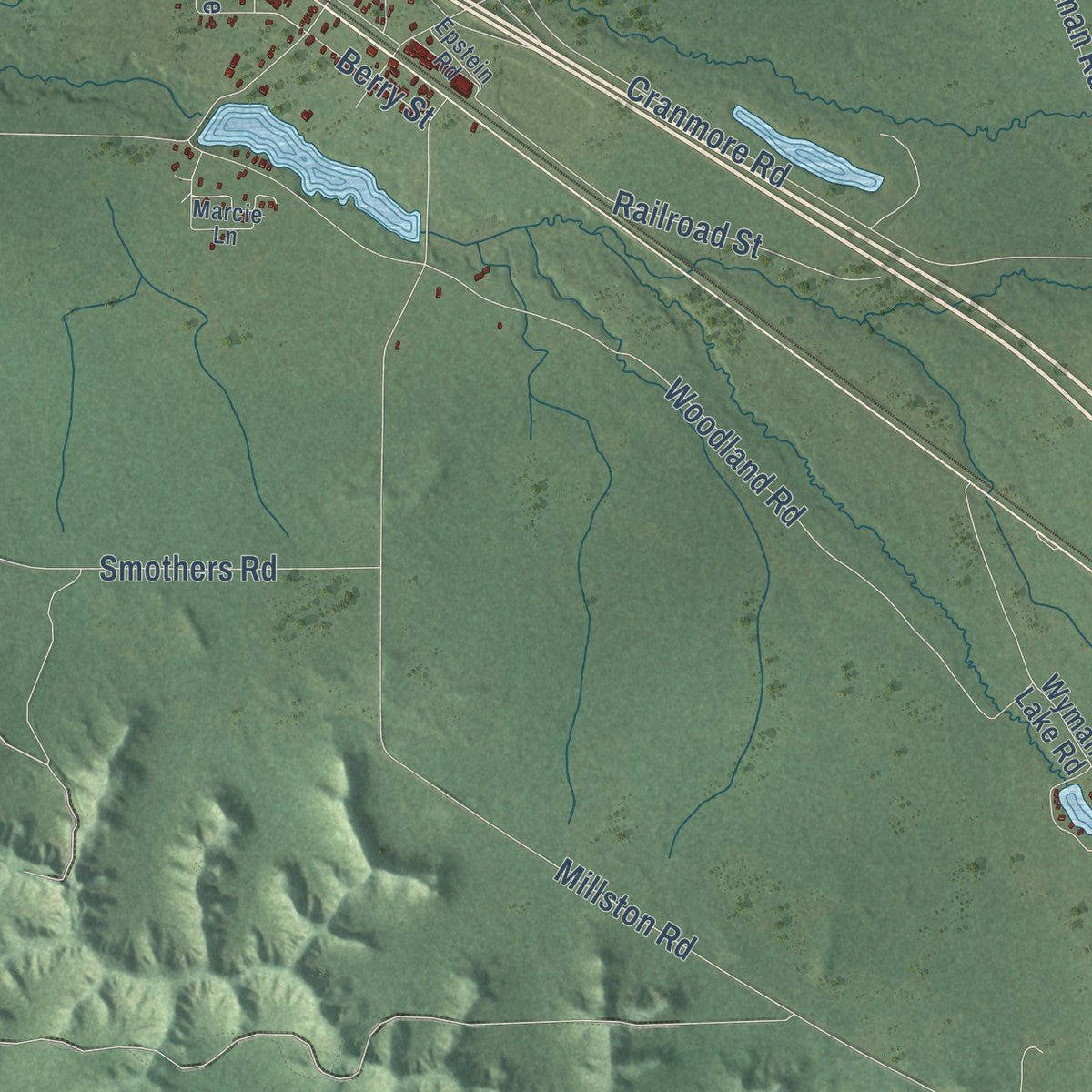 Second close-up of the map of Millston, Wisconsin print showing more streets and buildings