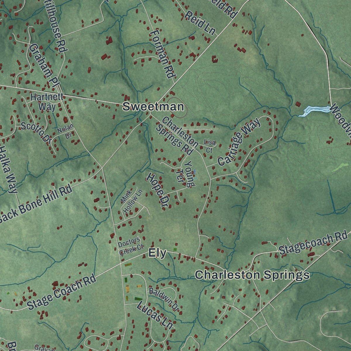 Second close-up of the map of Millstone, Monmouth County, New Jersey print showing more streets and buildings