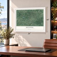 Millstone, Monmouth County, New Jersey map, 18 x 24 inch print in a white frame in a home office