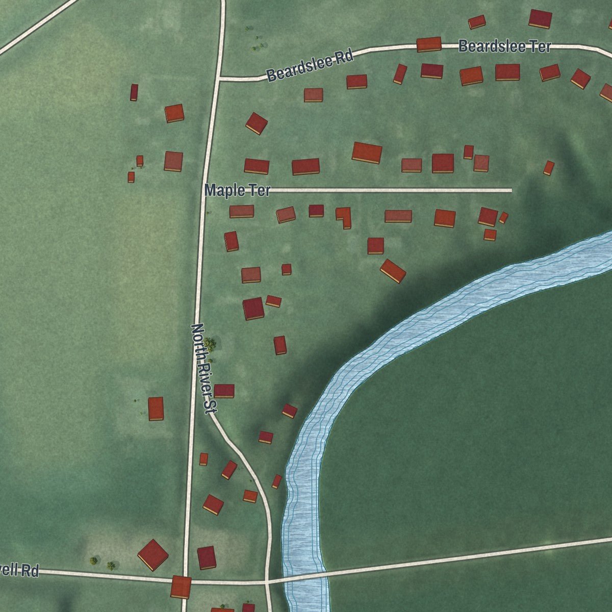Second close-up of the map of Millstone, Somerset County, New Jersey print showing more streets and buildings
