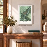 Millville, Minnesota map, 12 x 18 inch print in a white frame in an entryway