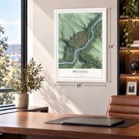 Millville, Minnesota map, 18 x 24 inch print in a white frame in a home office