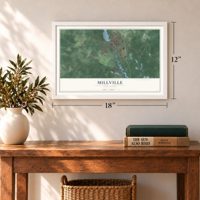 Millville, New Jersey map, 12 x 18 inch print in a white frame in an entryway