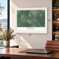 Millville, New Jersey map, 18 x 24 inch print in a white frame in a home office