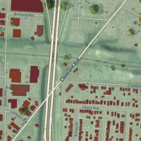 Second close-up of the map of Milo-Grogan, Ohio print showing more streets and buildings