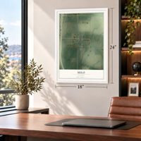Milo, Missouri map, 18 x 24 inch print in a white frame in a home office
