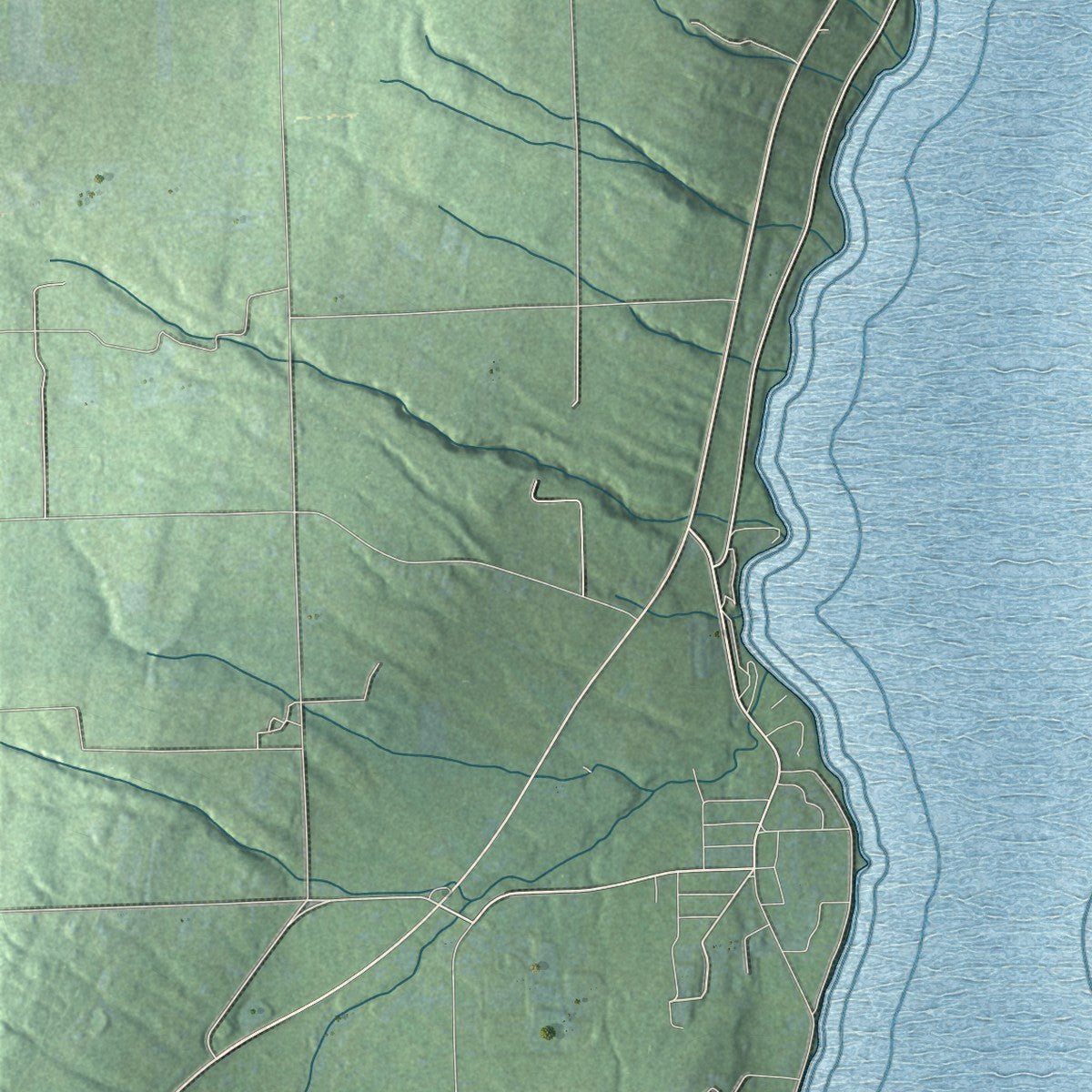 Second close-up of the map of Milo, New York print showing more streets and buildings