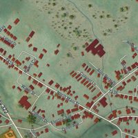 Second close-up of the map of Milroy, Pennsylvania print showing more streets and buildings