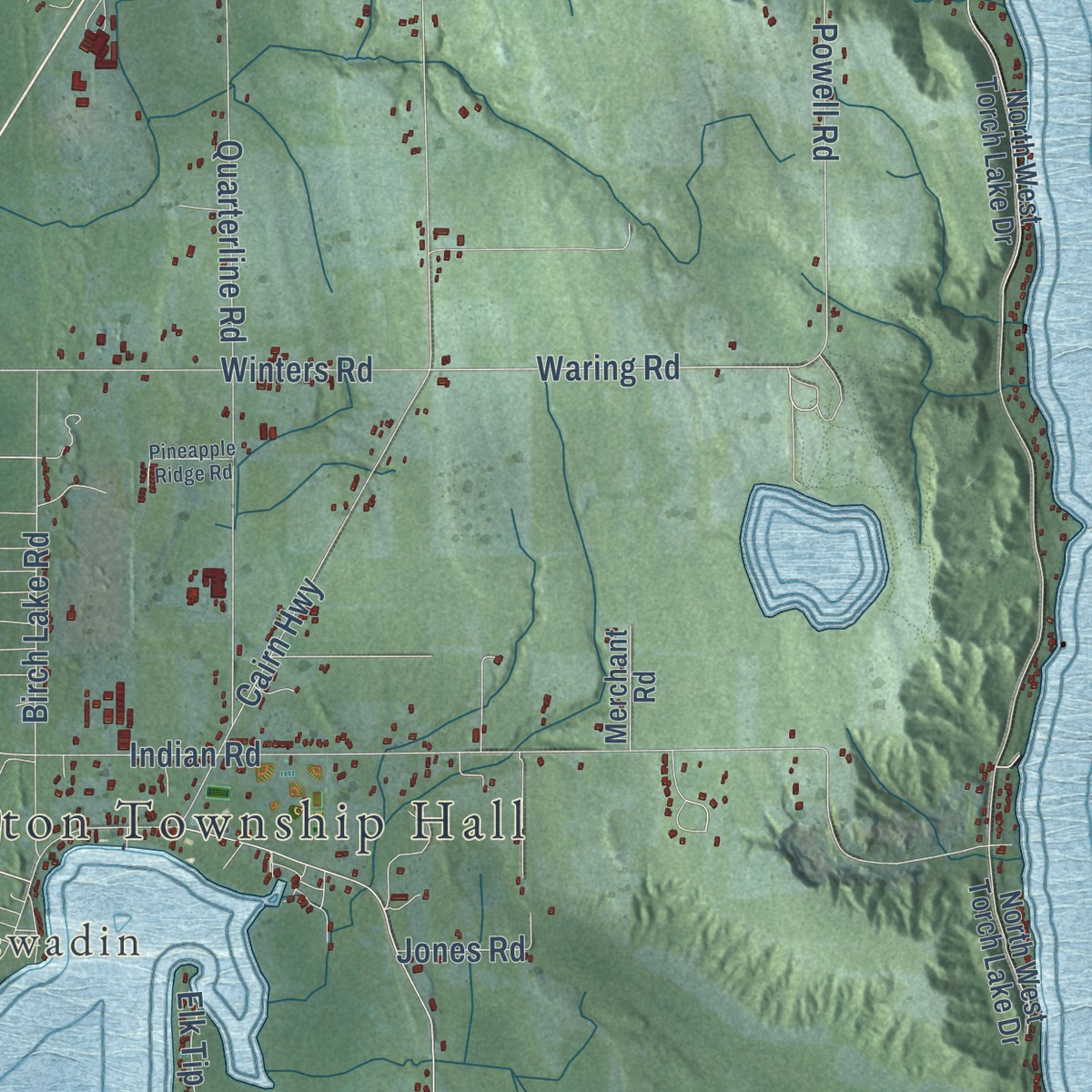 Second close-up of the map of Milton, Antrim County, Michigan print showing more streets and buildings