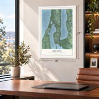 Milton, Antrim County, Michigan map, 18 x 24 inch print in a white frame in a home office