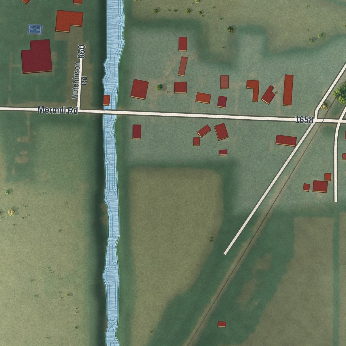 Second close-up of the map of Milton Center, Ohio print showing more streets and buildings