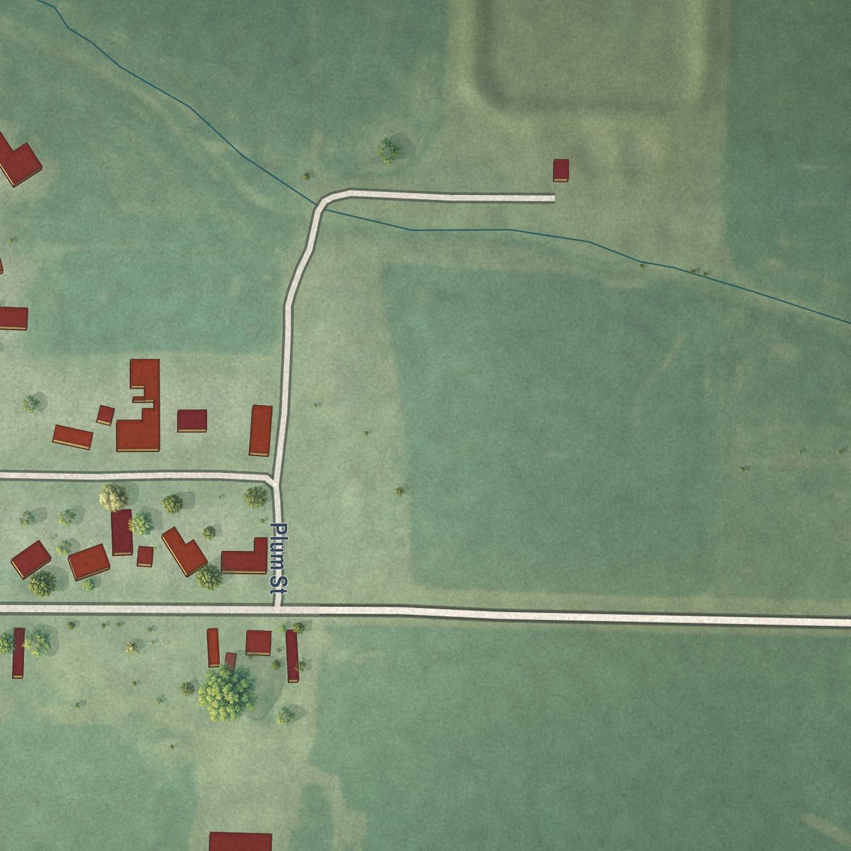 Second close-up of the map of Milton, Illinois print showing more streets and buildings
