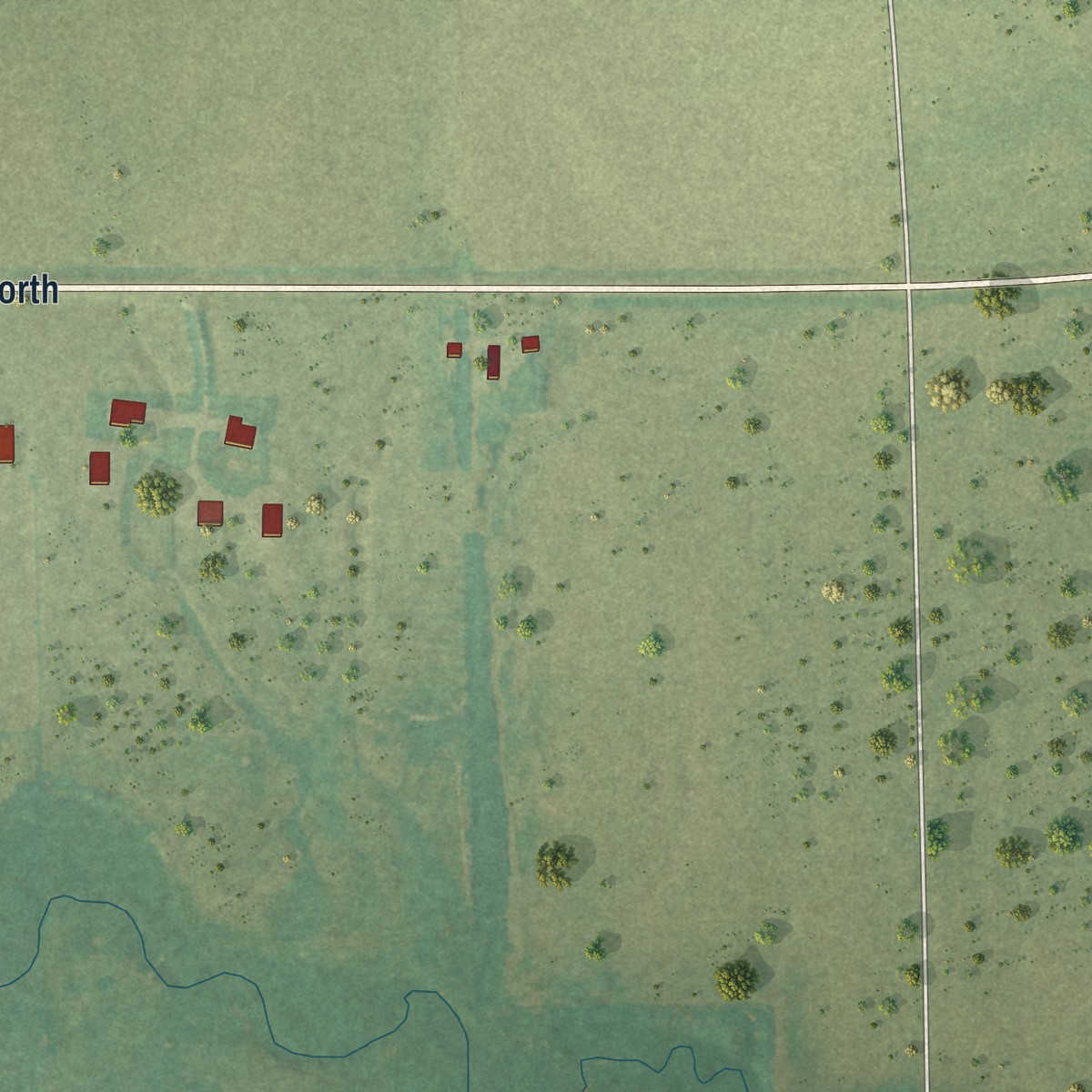 Second close-up of the map of Milton, Kansas print showing more streets and buildings