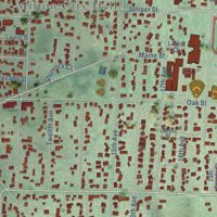 Second close-up of the map of Milton, Washington print showing more streets and buildings