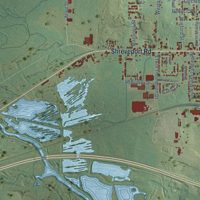 Second close-up of the map of Minden, Louisiana print showing more streets and buildings