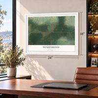 Mindenmines, Missouri map, 18 x 24 inch print in a white frame in a home office