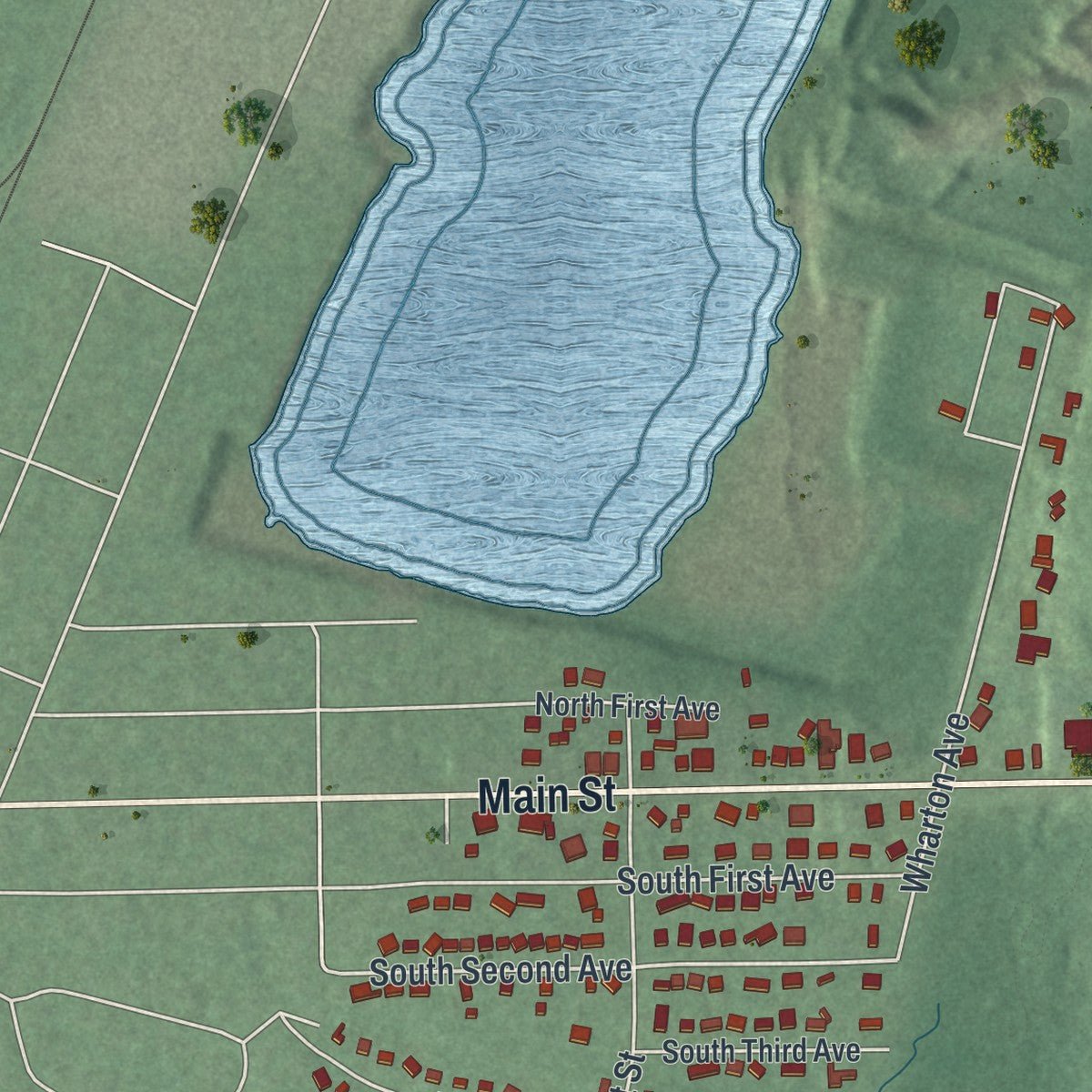 Second close-up of the map of Mine Hill, New Jersey print showing more streets and buildings