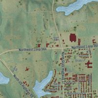 Second close-up of the map of Mineola, Texas print showing more streets and buildings