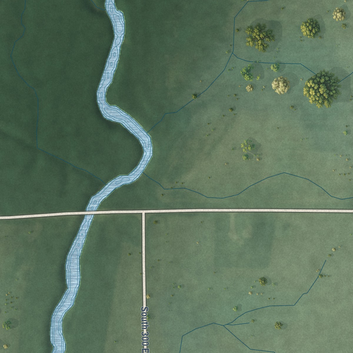 Second close-up of the map of Mineral Springs, Indiana print showing more streets and buildings