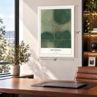 Minidoka, Idaho map, 18 x 24 inch print in a white frame in a home office