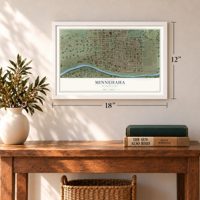Minnehaha, Spokane, Washington map, 12 x 18 inch print in a white frame in an entryway
