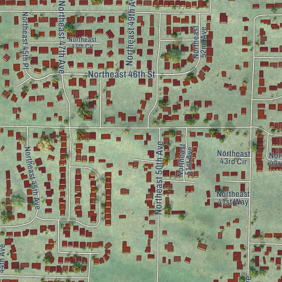 Second close-up of the map of Minnehaha, Washington print showing more streets and buildings