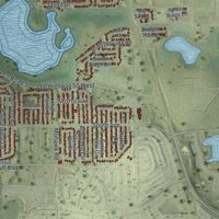 Second close-up of the map of Minneola, Florida print showing more streets and buildings