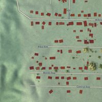 Second close-up of the map of Minor, Alabama print showing more streets and buildings