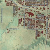 Second close-up of the map of Minot, North Dakota print showing more streets and buildings